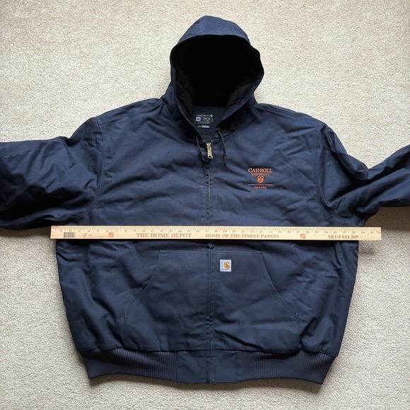 Carhartt Jacket Mens 4XL Dark Navy Loose Fit Duck Insulated Hooded Active 103940 - Picture 2 of 13